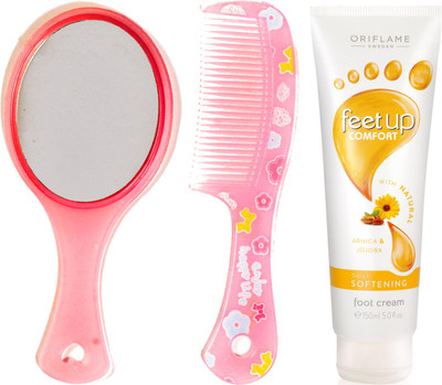 

Oriflame Sweden Feet Up Comfort Daily Softening Foot Cream 150ml ( 32369 ) With Mirror & Comb Set(Set of 3)