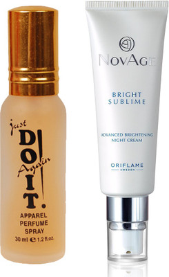 

Oriflame Sweden NovAge Bright Sublime Advanced Brightening Night Cream 50ml (32658) With Just Doit Perfume 30ml(Set of 2)