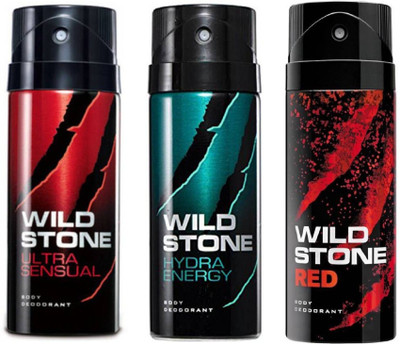 

Wild Stone Ultra Sensual, Hydra Energy and Red Deodorant Spray Pack of 3 Combo (150ML each) Deodorant Spray - For Men(450 ml, Pack of 3)