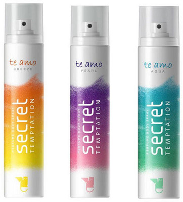 

Secret Temptation Te Amo Breeze, Pearl and Aqua Pack of 3 Combo (120ML each) Perfume Body Spray - For Women(360 ml, Pack of 3)