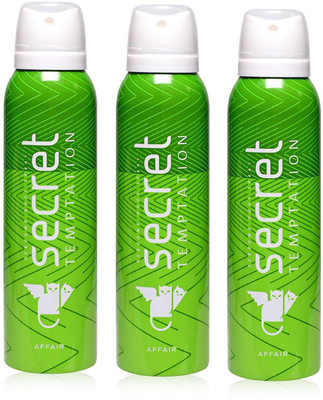 secret temptation Affair Deodorant Spray Pack of 3 Combo (150ML each) Deodorant Spray - For Women(450 ml, Pack of 3)