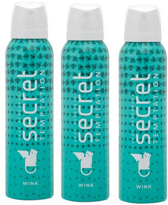 

Secret Temptation Wink Deodorant Spray Pack of 3 Combo (150ML each) Deodorant Spray - For Women(450 ml, Pack of 3)