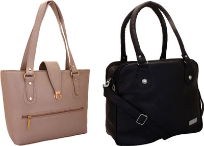 

Lady bar Hand-held Bag(Tan, Black), Black;tan