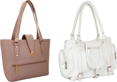 

Lady bar Hand-held Bag(White, Brown), Brown;white