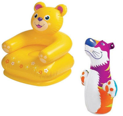 

KT BROTHERS 3-D Punching Bop Bag Tiger Shape Bouncers & Teddy Bear Chair Inflatable Combo Bath Toy Inflatable Bouncer(MULTICOLORS)