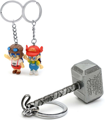 

Three Shades Thor Hammer Marvel Avengers Superhero Silver Design Key Chain & College Couple Keychain (Bike & Car) Key Chain