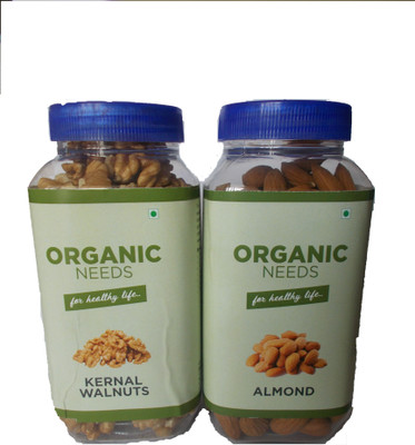 

Organic Needs Combo Pack Of Natural Kernel Walnut And Almonds Assorted Fruit(450 g, Mason Jar)