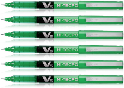 PILOT Hi-tecpoint V5 Roller Ball Pen(Pack of 6, Ink Color - Green)