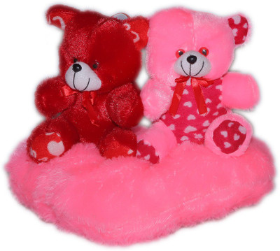 

mega star Heart With Couple Valentine Stuff Teddy - 19 cm(Multicolor)