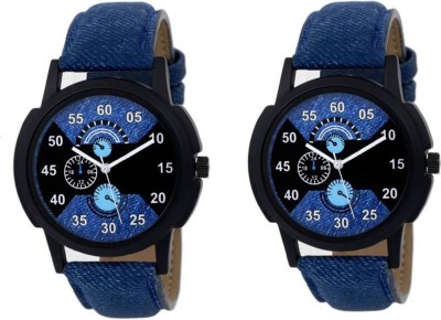 Ismart Miss perfect 3 number Blue leather watch Combo pack of 2 pcs for men Watch  - For Men   Watches  (Ismart)