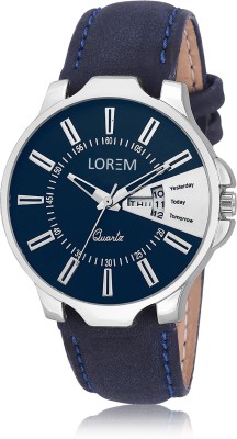 LOREM Day&Date Blue Leather Stylish Attractive Watch  - For Men   Watches  (LOREM)