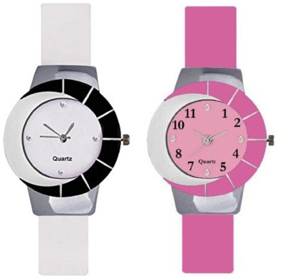 Rage Enterprise New Riched Look Fancy Pink,White Women Combo Watch  - For Girls   Watches  (Rage Enterprise)