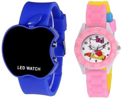 COSMIC BLUE APPLE LED BOYS WATCH WITH DESINGER AND FANCY KITTY CARTOON PRINTED ON TINNY DIAL KIDS & CHILDREN Watch  - For Boys & Girls   Watches  (COSMIC)