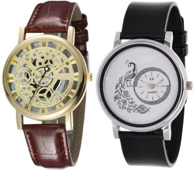 On Time Octus Combo Of Peacock Design Dial And Skeleton Golden Dial Watch  - For Men & Women   Watches  (On Time Octus)