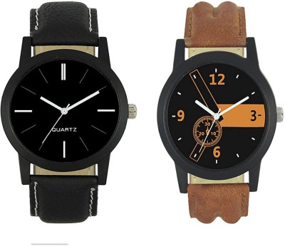 LEBENSZEIT New Trendy Stylish Fashionable Set Of Two Leather Watch For Men Club Watch  - For Boys   Watches  (LEBENSZEIT)