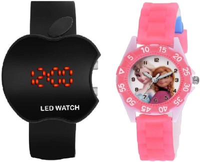 COSMIC BLACK APPLE LED BOYS WATCH DESINGER AND FANCY PRINCES CARTOON PRINTED ON TINNY DIAL KIDS & CHILDREN Watch  - For Boys & Girls   Watches  (COSMIC)