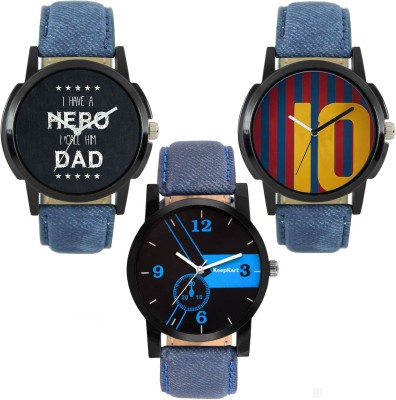 keepkart MESSI Jersey & DAD Love & Chronograph Pattern Combo Pack Of - 3 Watch  - For Men & Women   Watches  (Keepkart)