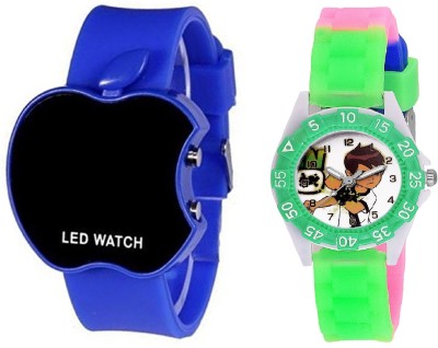 COSMIC BLUE APPLE LED BOYS WATCH WITH DESINGER AND FANCY BEN 10 CARTOON PRINTED ON TINNY DIAL KIDS & CHILDREN Watch  - For Boys   Watches  (COSMIC)