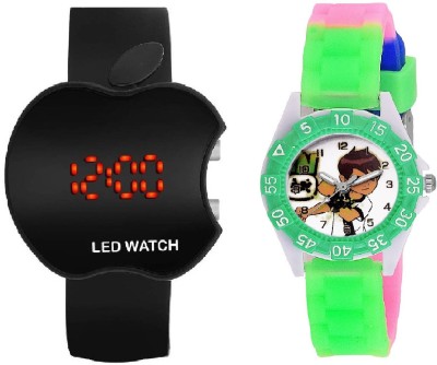 COSMIC BLACK APPLE LED BOYS WATCH WITH DESINGER AND FANCY BEN 10 CARTOON PRINTED ON TINNY DIAL KIDS & CHILDREN Watch  - For Boys & Girls   Watches  (COSMIC)