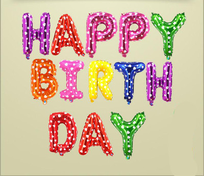 

Jamboree Printed 13pcs/lot Letter Happy Birthday BALLOON foil balloon baby birthday decoration alphabet helium balloon Balloon(Multicolor, Pack of 13)