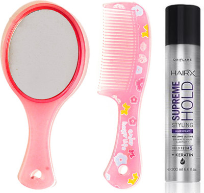 

Oriflame Sweden HairX Supreme Hold Styling Hairspray 200ml (30551) With Mirror & Comb Set(Set of 3)