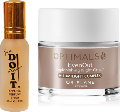 

Oriflame Sweden Optimals Even Out Night Cream 50ml (32480) With Just Doit Perfume 30ml(Set of 2)