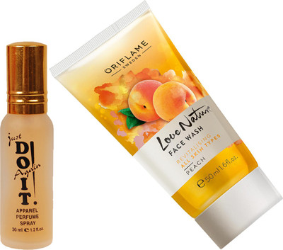 

Oriflame Sweden Love Nature Face Wash Peach 50ml (32221) With Just Doit Parfume 30ml(Set of 2)