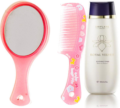

Oriflame Sweden Royal Velvet Soothing Toner 200ml (22423) With Mirror Comb Set(Set of 3)