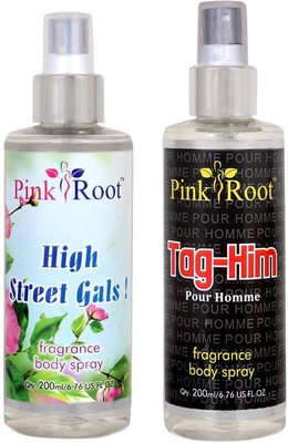 

Pink Root High Street Gals Fragrance body Spray 200ml, Tag-Him Pour Homme Fragrance body Spray 200ml(Set of 2)