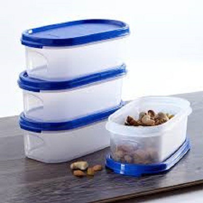 

Tupperware - 500 ml Plastic Grocery Container(Pack of 4, White, Blue), Blue;white