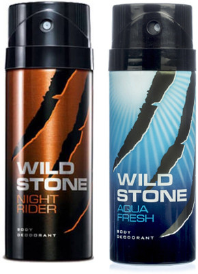 

Wild Stone Night Rider and Aqua Fresh Deodorant Spray Pack of 2 Combo (150ML each) Deodorant Spray - For Men(300 ml, Pack of 2)