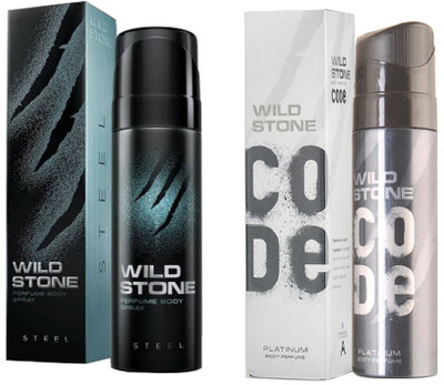 

Wild Stone Code Steel and Code Platinum Perfume Body Spray Pack of 2 Combo (120ML each) Perfume Body Spray - For Men(240 ml, Pack of 2)