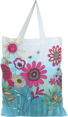 

ULTRALITE Cotton Tote Bag Flower Print (Color White Magenta) Grocery Bag(White)