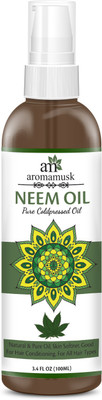 

AromaMusk USDA Organic 100% Pure Cold Pressed Neem Oil For Hair, Skin & Nails - Natural Insect Repellent Hair Oil(100 ml)