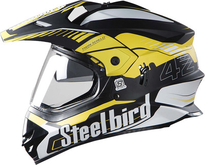 Steelbird Steel bird SB-42 Bang Black with Yellow L Motorbike Helmet(Black with Yellow)