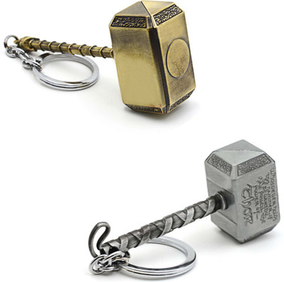 

Three Shades Thor Hammer Marvel Avengers Superhero Gold & Silver Designer Key Chain (Bike & Car) Key Chain