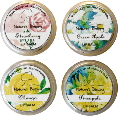 

Nature's Blessing Healing Lip Balm - Pack of 4 yummy flavours Strawberry, Greenapple, Mango, Pineapple(Pack of: 4, 20 g)