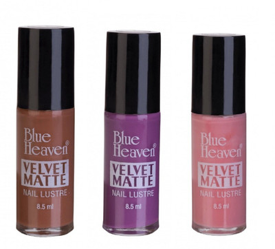 

Blue Heaven VELVET MATTE NAIL LUSTRE, MULTICOLOR, 21ML, COMBO BY BEAUTYANDCARE MULTICOLOR(Pack of 3)