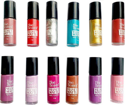 

Blue Heaven VELVET MATTE NAIL LUSTRE, (SET 2), PACK OF 12, BY BEAUTYANDCARE MULTICOLOR(Pack of 12)