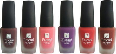 Flickr VELVET MATTE NAIL POLISH Maroon,Reddish Maroon,Peach,Purple,Red,Nude(Pack of 6)