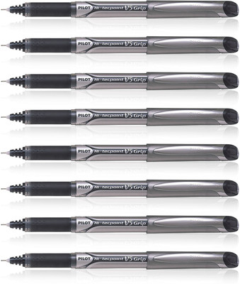 PILOT Hi-tecpoint V5 Grip Roller Ball Pen(Pack of 8, Ink Color - Black)