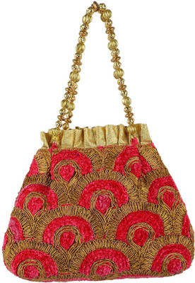 

Tooba Handicraft Tooba Handicraft Party Wear Hand Embroidered Box Clutch Bag Purse Potli For Bridal, Casual, Party , Wedding Potli(Multicolor)
