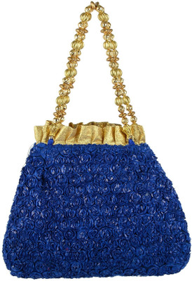 

Tooba Handicraft Tooba Handicraft Party Wear Hand Embroidered Box Clutch Bag Purse Potli For Bridal, Casual, Party , Wedding Potli(Blue)