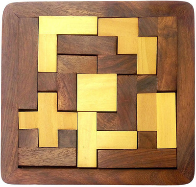 

WoodCart H@ndmade Indian Wood Jigsaw Puzzle - Wooden Toys for Kids - Unique Gifts for Children - Square Plate Mix 6 Inches Puzzle(13 Pieces)