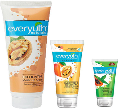 

EVERYUTH NATURALS EXFOLIATING WALNUT SCRUB 200 GM + PURIFYING & EXFOLIATING NEEM PAPAYA SCRUB 25 GM + HYDRATING & EXFOLIATING WALNUT APRICOT SCRUB 50 GM Scrub(200)