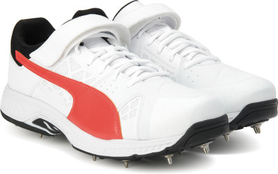 

Puma evoSPEED Cricket B Cricket Shoes For Men(White, Puma white-fiery coral-puma bl