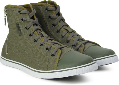 

Puma Puma Streetballer Mid Zip IDP Sneakers For Men(Green, Olive night-chipmunk-puma blac