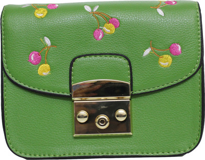 Ravi Collections Girls Casual Green PU Sling Bag