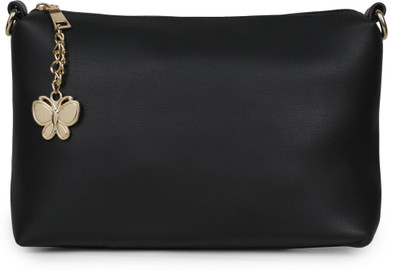 Butterflies Women Casual Black PU Sling Bag