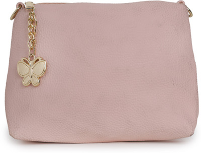 Butterflies Women Casual Pink PU Sling Bag